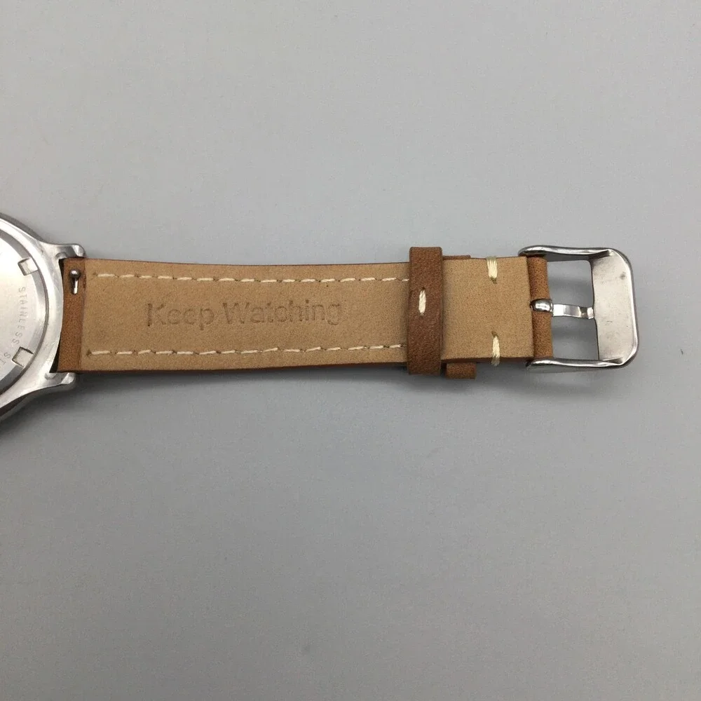Vintage Bulova Marine Star Mens Diver Watch 36mm Silver Tone Leather New Battery